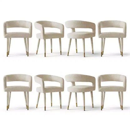 Lot de 8 chaises de salle à manger capitonnées en chenille avec accoudoirs, chaises modernes en tissu avec pieds en métal pour salle à manger ou cuisine - Panipeachy