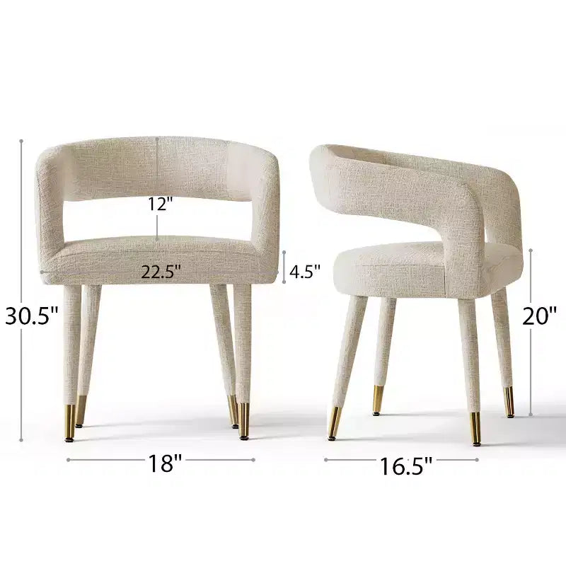 Lot de 8 chaises de salle à manger capitonnées en chenille avec accoudoirs, chaises modernes en tissu avec pieds en métal pour salle à manger ou cuisine - Panipeachy