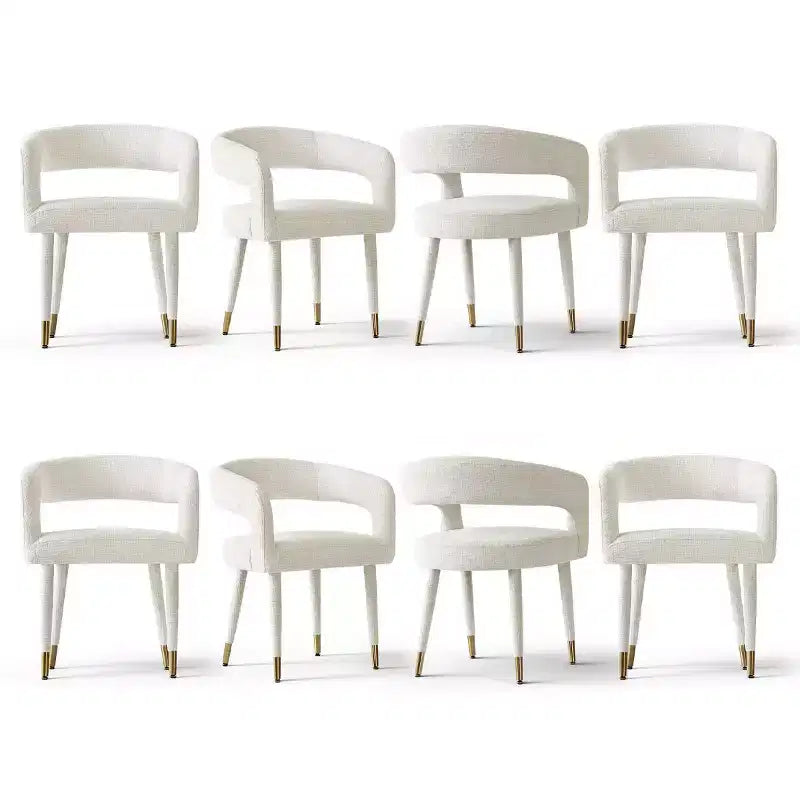 Lot de 8 chaises de salle à manger capitonnées en chenille avec accoudoirs, chaises modernes en tissu avec pieds en métal pour salle à manger ou cuisine - Panipeachy