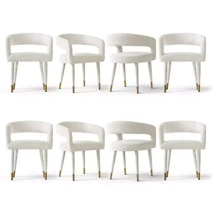 Lot de 8 chaises de salle à manger capitonnées en chenille avec accoudoirs, chaises modernes en tissu avec pieds en métal pour salle à manger ou cuisine - Panipeachy