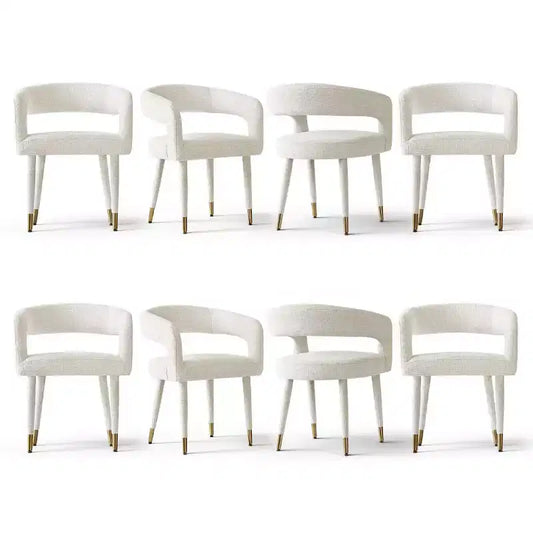 Lot de 8 chaises de salle à manger capitonnées en chenille avec accoudoirs, chaises modernes en tissu avec pieds en métal pour salle à manger ou cuisine - Panipeachy