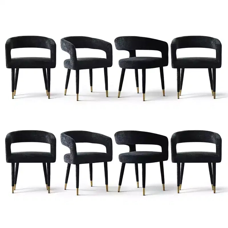 Lot de 8 chaises de salle à manger capitonnées en chenille avec accoudoirs, chaises modernes en tissu avec pieds en métal pour salle à manger ou cuisine - Panipeachy