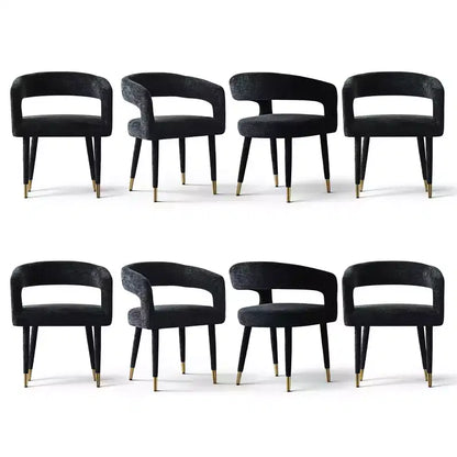 Lot de 8 chaises de salle à manger capitonnées en chenille avec accoudoirs, chaises modernes en tissu avec pieds en métal pour salle à manger ou cuisine - Panipeachy