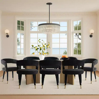 Lot de 8 chaises de salle à manger capitonnées en chenille avec accoudoirs, chaises modernes en tissu avec pieds en métal pour salle à manger ou cuisine - Panipeachy