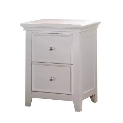 Table de chevet Royal Hampton en bois et métal avec 2 tiroirs, Blanc