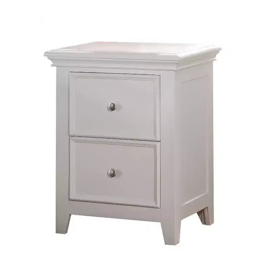Table de chevet Royal Hampton en bois et métal avec 2 tiroirs, Blanc
