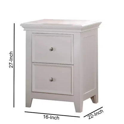 Table de chevet Royal Hampton en bois et métal avec 2 tiroirs, Blanc