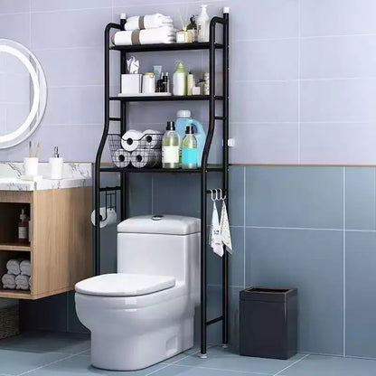 Over The Toilet Storage, 3-Tier Over Toilet Organizer Shelf, Space Saver Metal Bathroom Shelves with Paper Holder and Hooks, Bathroom Stand Organizer