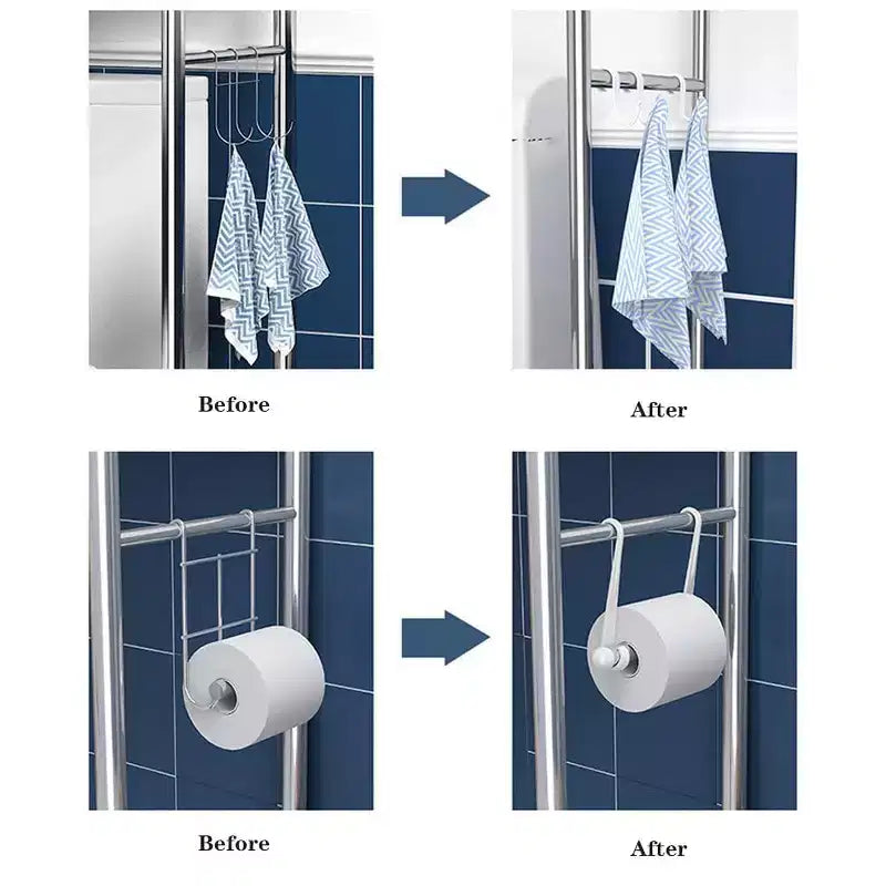Étagère de rangement au-dessus des toilettes, organisateur de toilettes à 3 niveaux, étagère de salle de bain peu encombrante en métal avec porte-papier et crochets, organisateur de support de salle de bain