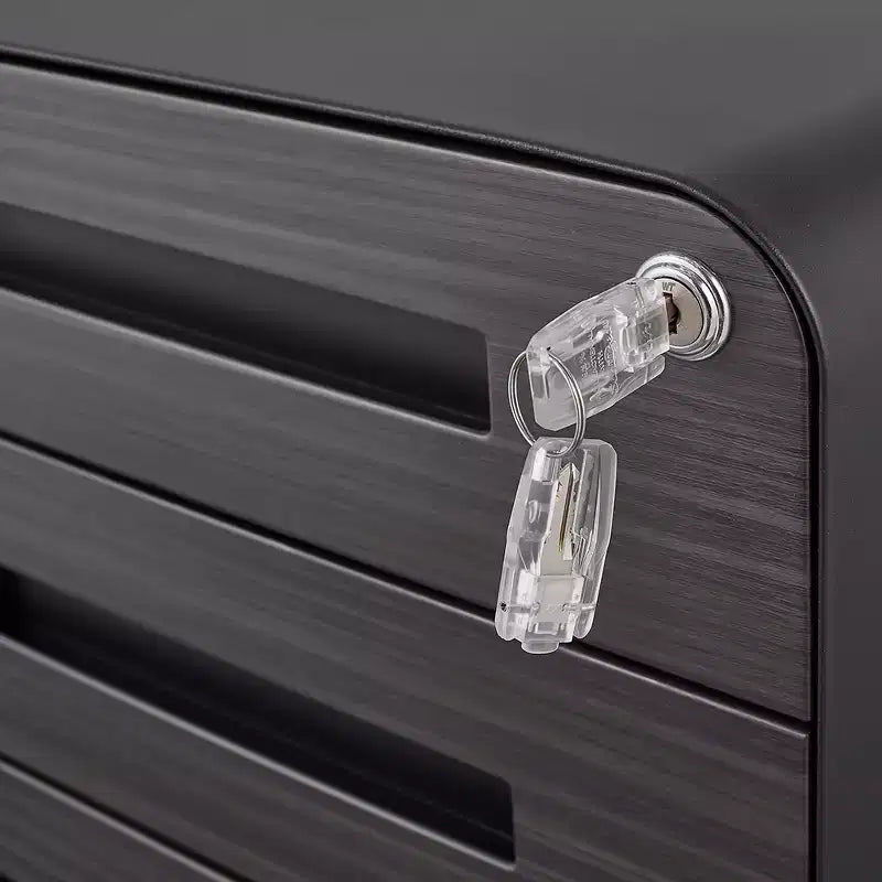 Classeur mobile à 3 tiroirs avec serrure, petit classeur avec 5 roulettes, design anti-basculement, classeur à roulettes entièrement assemblé