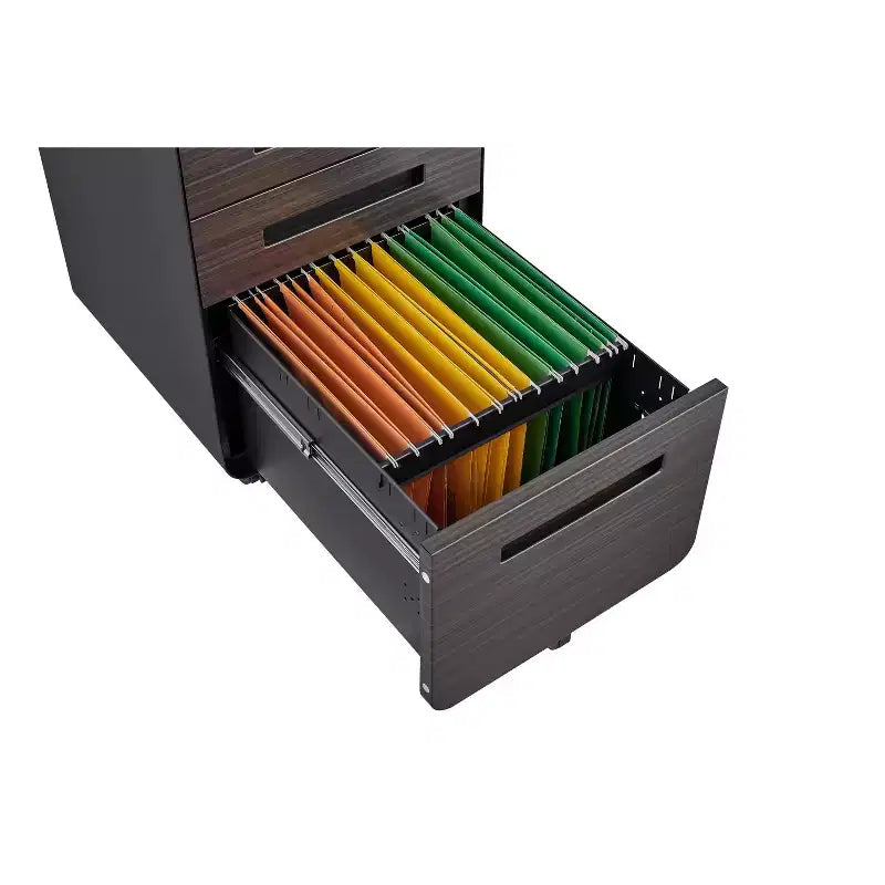 Classeur mobile à 3 tiroirs avec serrure, petit classeur avec 5 roulettes, design anti-basculement, classeur à roulettes entièrement assemblé