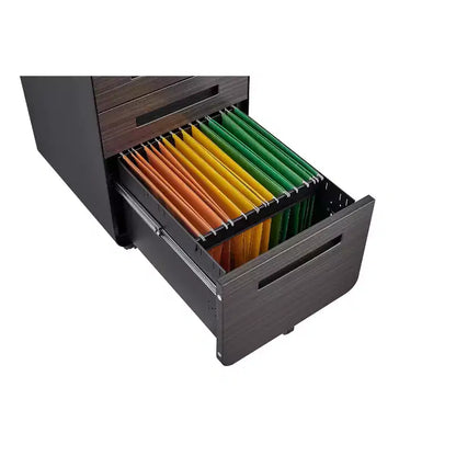 Classeur mobile à 3 tiroirs avec serrure, petit classeur avec 5 roulettes, design anti-basculement, classeur à roulettes entièrement assemblé