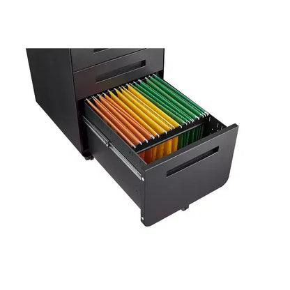 Classeur mobile à 3 tiroirs avec serrure, petit classeur avec 5 roulettes, design anti-basculement, classeur à roulettes entièrement assemblé
