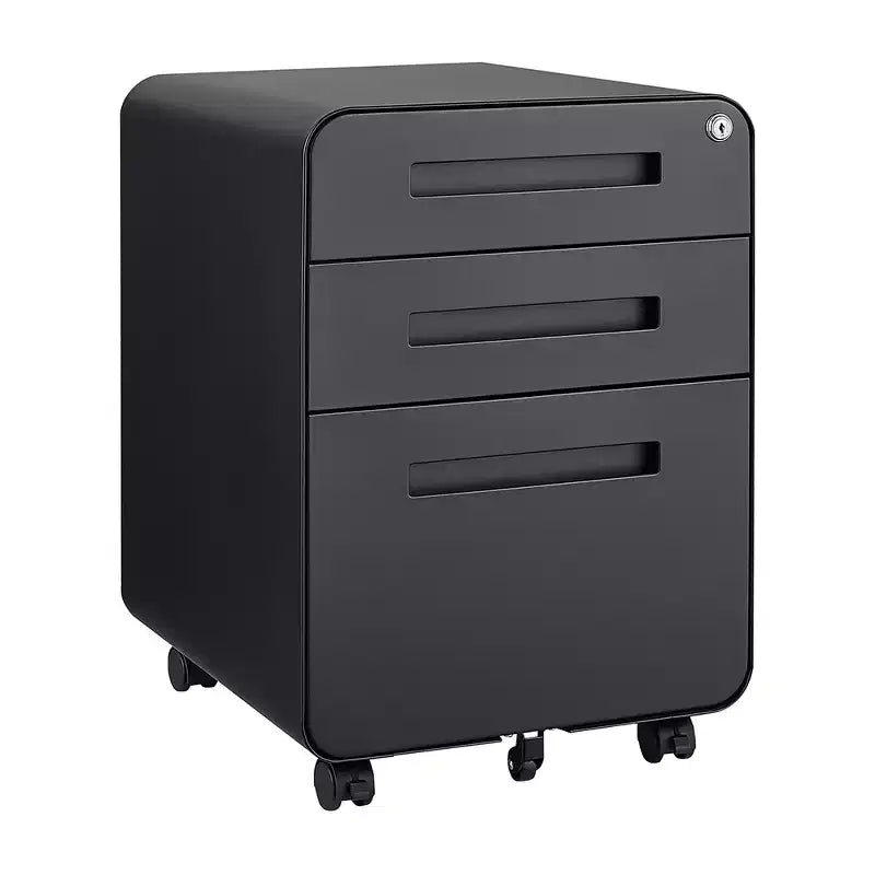 3 Drawer Mobile File Cabinet with Lock, Small Filing Cabinet 5 Wheel Anti-Tilt Design Rolling File Cabinet Fully Assembled File Cabinets