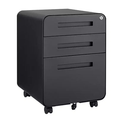 3 Drawer Mobile File Cabinet with Lock, Small Filing Cabinet 5 Wheel Anti-Tilt Design Rolling File Cabinet Fully Assembled File Cabinets