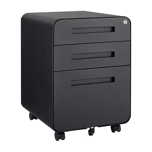 3 Drawer Mobile File Cabinet with Lock, Small Filing Cabinet 5 Wheel Anti-Tilt Design Rolling File Cabinet Fully Assembled File Cabinets