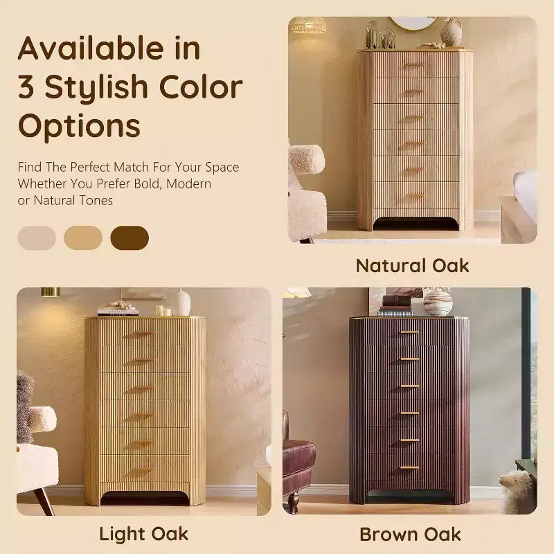 Commode cannelée pour chambre à coucher, commode de rangement avec poignées dorées, profil incurvé, organisateur de commodes de rangement en bois pour chambre à coucher, salon