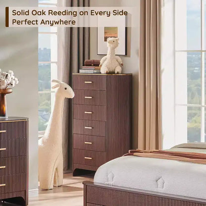 Commode cannelée pour chambre à coucher, commode de rangement avec poignées dorées, profil incurvé, organisateur de commodes de rangement en bois pour chambre à coucher, salon