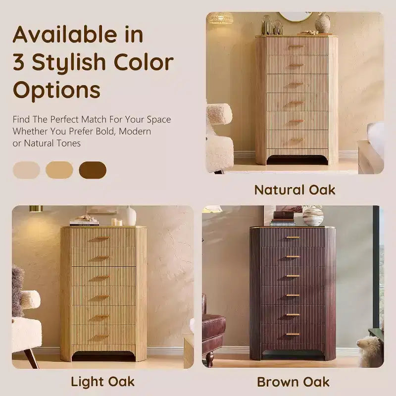 Commode cannelée pour chambre à coucher, commode de rangement avec poignées dorées, profil incurvé, organisateur de commodes de rangement en bois pour chambre à coucher, salon