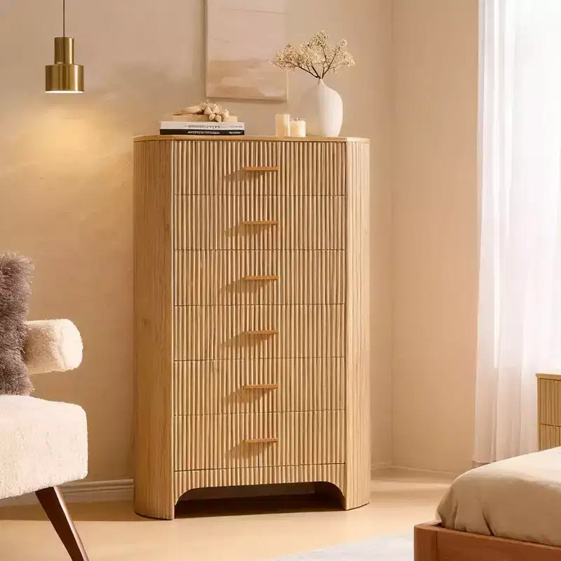 Commode cannelée pour chambre à coucher, commode de rangement avec poignées dorées, profil incurvé, organisateur de commodes de rangement en bois pour chambre à coucher, salon