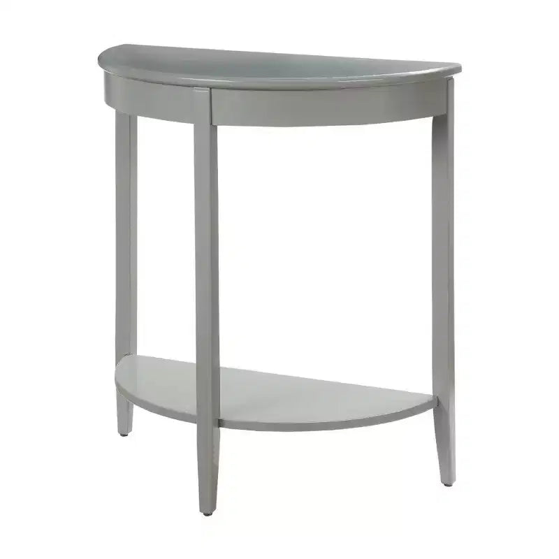 Console demi-lune Royal Hampton avec une étagère inférieure ouverte, grise