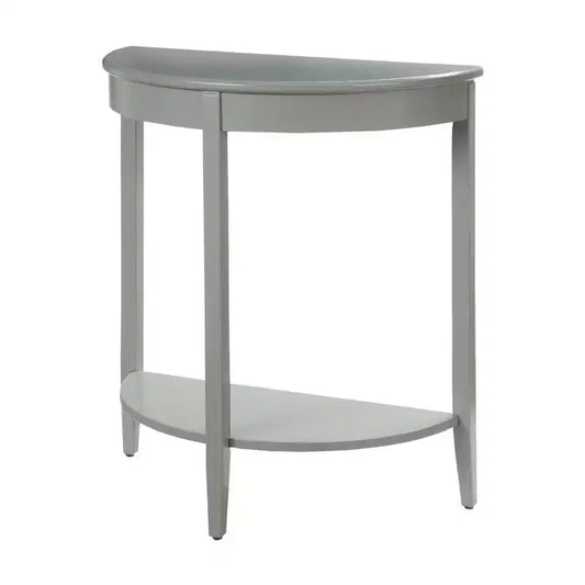 Console demi-lune Royal Hampton avec une étagère inférieure ouverte, grise