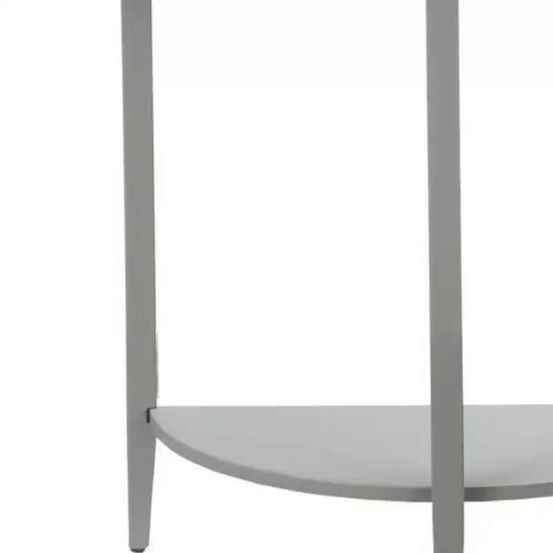 Console demi-lune Royal Hampton avec une étagère inférieure ouverte, grise