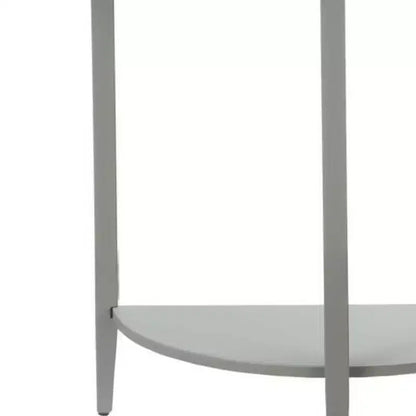 Console demi-lune Royal Hampton avec une étagère inférieure ouverte, grise