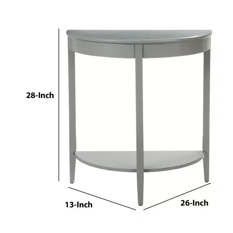 Console demi-lune Royal Hampton avec une étagère inférieure ouverte, grise