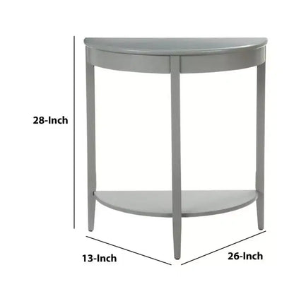 Console demi-lune Royal Hampton avec une étagère inférieure ouverte, grise