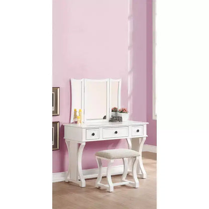 Ensemble de coiffeuse en bois Poundex avec miroir et tabouret