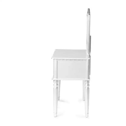 Poundex Coiffeuse en bois avec miroir et tabouret - Blanc