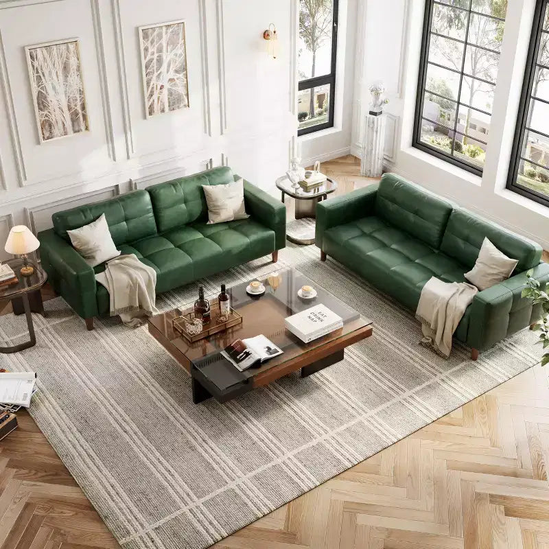 Canapé 3 places en similicuir de 83 po de large, avec sièges profonds, coussin à ressorts et 2 coussins de dossier amovibles, pour salon, chambre et bureau
