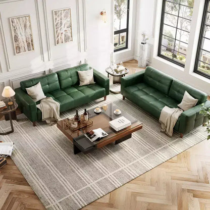 Canapé 3 places en similicuir de 83 po de large, avec sièges profonds, coussin à ressorts et 2 coussins de dossier amovibles, pour salon, chambre et bureau