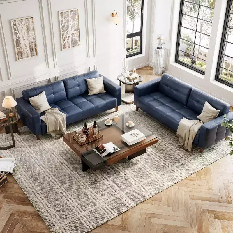 Canapé 3 places en similicuir de 83 po de large, avec sièges profonds, coussin à ressorts et 2 coussins de dossier amovibles, pour salon, chambre et bureau