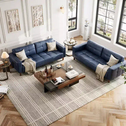 Canapé 3 places en similicuir de 83 po de large, avec sièges profonds, coussin à ressorts et 2 coussins de dossier amovibles, pour salon, chambre et bureau