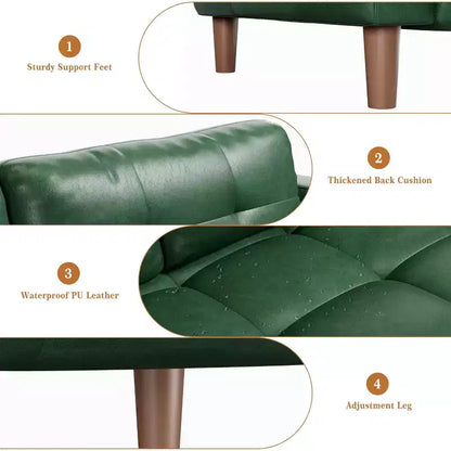 Canapé 3 places en similicuir de 83 po de large, avec sièges profonds, coussin à ressorts et 2 coussins de dossier amovibles, pour salon, chambre et bureau