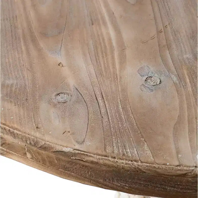 Table de salle à manger ronde GDFStudio Rosher de style campagnard français en béton léger et bois de 76 cm