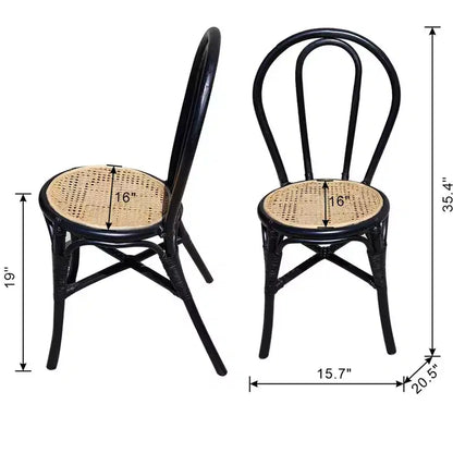GDFStudio Corbin, chaises de salle à manger modernes en rotin et bois à dossier haut (lot de 2)