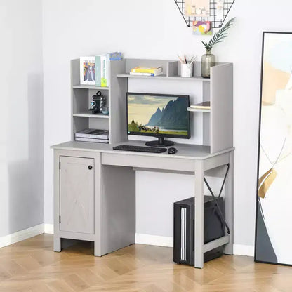 Bureau informatique avec étagère, bureau d'ordinateur à domicile avec armoire de rangement