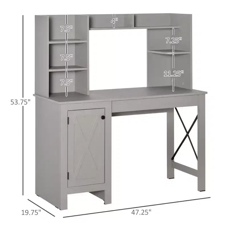 Bureau informatique avec étagère, bureau d'ordinateur à domicile avec armoire de rangement