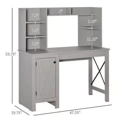 Bureau informatique avec étagère, bureau d'ordinateur à domicile avec armoire de rangement