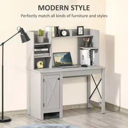 Bureau informatique avec étagère, bureau d'ordinateur à domicile avec armoire de rangement