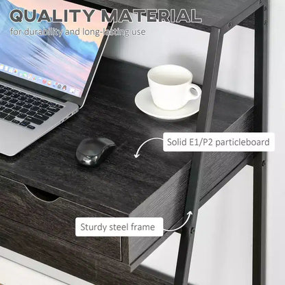 Bureau à domicile, bureau informatique pour petits espaces, table d'étude avec tiroir et étagères de rangement