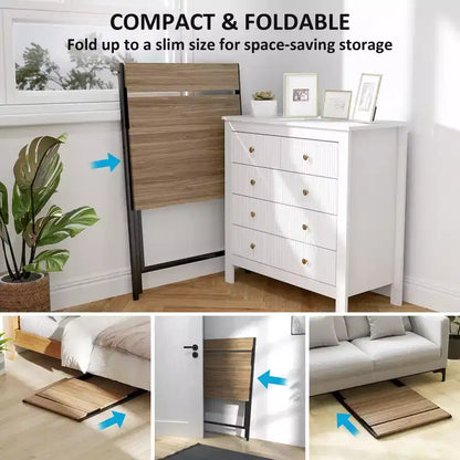 Bureau informatique pliable, bureau pliable avec étagère pour moniteur pour petits espaces, bureau à domicile, étude, montage facile