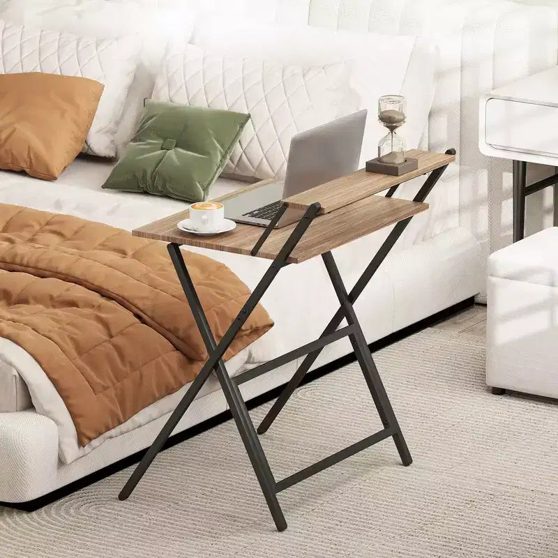 Bureau informatique pliable, bureau pliable avec étagère pour moniteur pour petits espaces, bureau à domicile, étude, montage facile