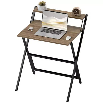 Bureau informatique pliable, bureau pliable avec étagère pour moniteur pour petits espaces, bureau à domicile, étude, montage facile