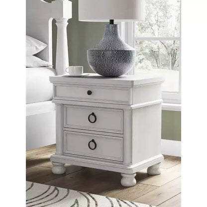 Signature Design by Ashley Greddinton 3-Drawer Nightstand with USB Ports and Outlets, Antique White