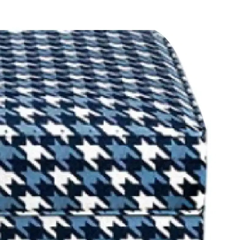 Pouf Royal Hampton, Polyester pied-de-poule gris, bleu et blanc, 101 cm rectangulaire