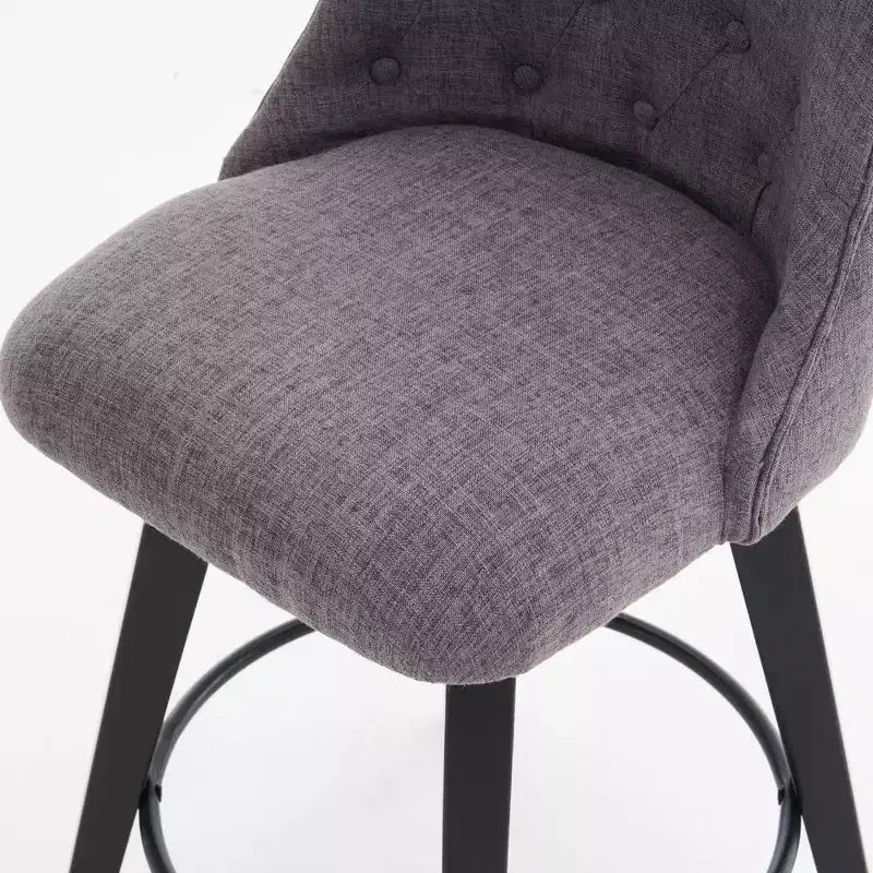 MAYEERTY Lot de 2 tabourets de bar pivotants à 360° gris - Tabourets de comptoir à cadre en bois massif pour bar de maison